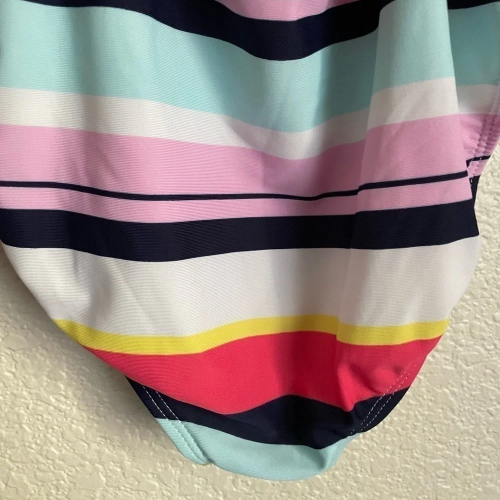 GAP Girl’s Strappy One Piece Stripe Pattern Swimsuit L Multicolor